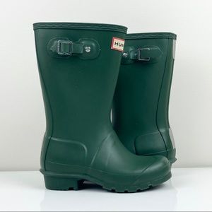 Hunter Original Rain Boots Tall Green Rubber Size 13B / 1G Kids Waterproof